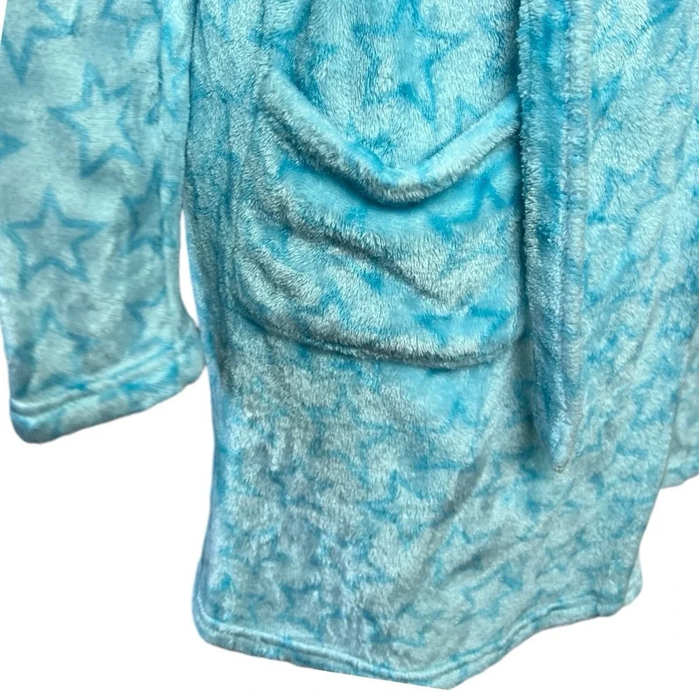 Jellifish Kids Girls XL 14/16‎ Blue Unicorn Hooded Plush Star Bath Robe Cozy